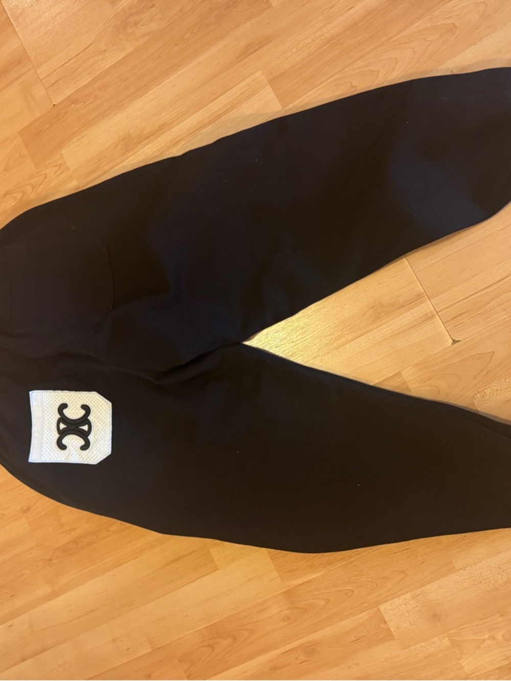 Celine Black Jogger Sweatpants with Embroidered Crest - Picture 2 of 3